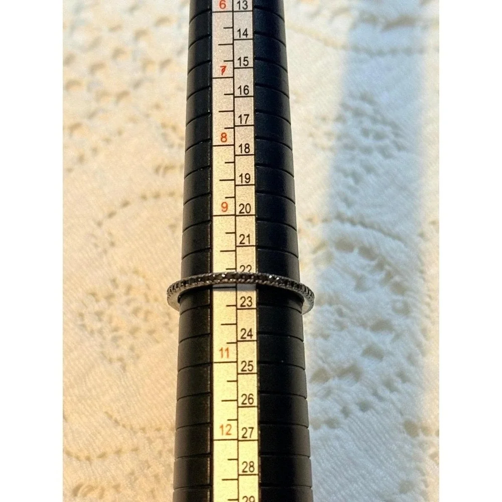Elegant, Dainty Black Spinel Infinity Band - Size 10
